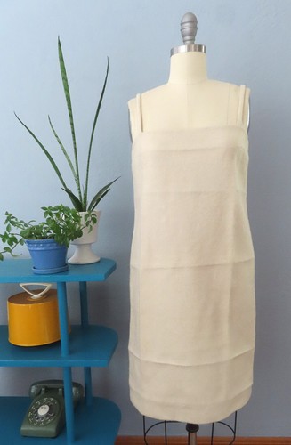 Abito Prada Vintage Autunno 1998 Bianco Lana Nylon Piegato Pieghe Lana Nylon Slip 42