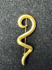 Vintage Gold Tone Glossy Squiggle Curly Q Brooch