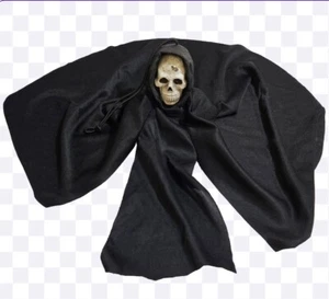 Vintage Halloween Fun World 13" Hanging Skeleton Black Robe Decoration - Picture 1 of 7
