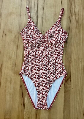 Neu Esprit Badeanzug Mit Blümchen Muster Gr. 36 B Rot Beige - Bild 1 von 3