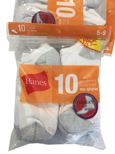 Hanes Comfort Toe Seam 10 paris cushion noshow white socks " ALL COTTON " - Picture 1 of 3