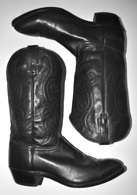 Botas de Vaquero Wrangler Para Hombre Talla 10 1/2 D Negras M9-8770 Cuero De Colección Western EE. UU. Foto 1 de 4