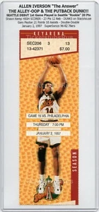 Allen Iverson SEATTLE DEBUT ALLEYOOP & PUTBACK DUNK 1997 Sonics 76ers 1/2 Ticket - Picture 1 of 12