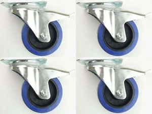 4x 100 mm SL Möbelrollen m. Bremse Rollen Möbel Transportrollen Lenkrollen Gummi - Bild 1 von 11