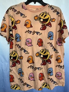 Pac-Man Men's Pac-Man and Ghosts Kanji Allover Character Design T-Shirt, L. NWT - Picture 1 of 3