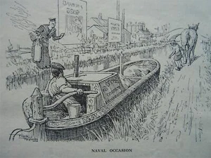 1942 Original Print WW2 CANAL NARROWBOAT / BARGE - NAVAL OCCASION - Picture 1 of 2