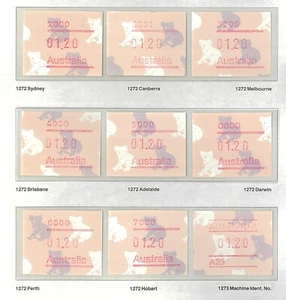 1990 Australian Koala Frama Set 9x $1.20 A25 + State & Territory Postcode Stamps - Picture 1 of 1