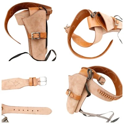 Gun Holster Belt Leather Revolver Pistol Designed .22 .38/357 .44/45 Cal Western - Image 1 of 4