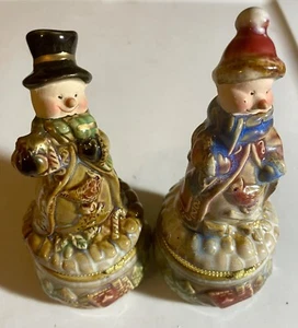 Menge 2 Weihnachten, Porzellan aufklappbare Schmuckschatulle 5,5" Zoll - Bild 1 von 4