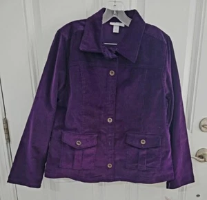Dressbarn Womens Corduroy Jacket Blazer Purple Size l NWT - Picture 1 of 4