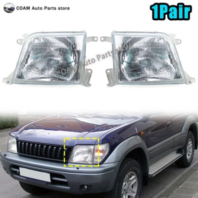 Par de faros de vidrio para Toyota Land Cruiser Prado LC90 1996 2002 Foto 1 de 4