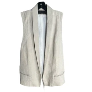Haider Ackermann 100% Linen Longline Vest Size Fr 40 Waistcoat Beige - Picture 1 of 7