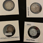 4 Coins See Description Below 1943 S Penny 1840 No Drapery Dime 1895 & 1903 Qtrs