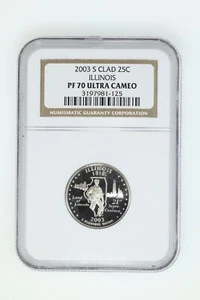 2003 S Clad Proof Illinois State Quarter - NGC PF 70 Ultra Cameo - Picture 1 of 2
