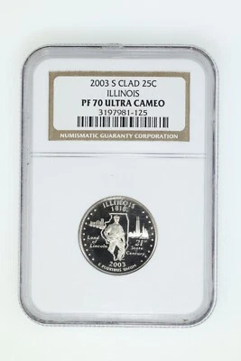 2003 S Clad Proof Illinois State Quarter - NGC PF 70 Ultra Cameo - Image 1 of 2