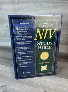 The NIV Study Bible 1995 Navy Blue Bonded Leather - Excellent Condition -Indexed - Picture 1 of 24