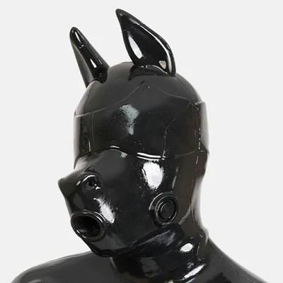 FURRJOI Silicone Black BDSM Horse Drone Mask Hood Headgear Cosplay Party Costume - Image 1 of 4