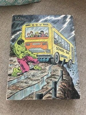 Vintage Incredible Hulk Jigsaw Puzzle SEALED Box Marvel Rainbow Works 1988 100pc - Image 1 of 4
