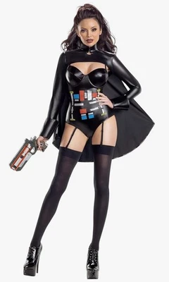 Sexy Conjunto de Disfraz de Emperatriz Galáctica Despiadada Fiesta Rey Para Mujer Liguero Encogerse de hombros Capa Foto 1 de 4