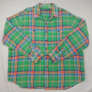 Camisa Polo Ralph Lauren Para Hombres 2XL Verde Franela a Cuadros Abotonada Manga Larga  - Imagen 1 de 9