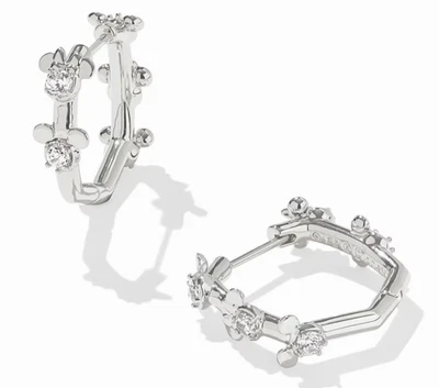 Kendra Scott x Disney Mickey Mouse Minnie Mouse Huggie Earrings White CZ - Image 1 of 4