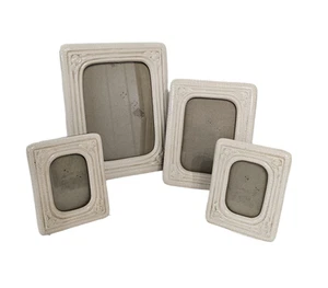 Vtg White Ceramic Photo Frames Roses Crackle Glaze Finish Set of 4 - Picture 1 of 9