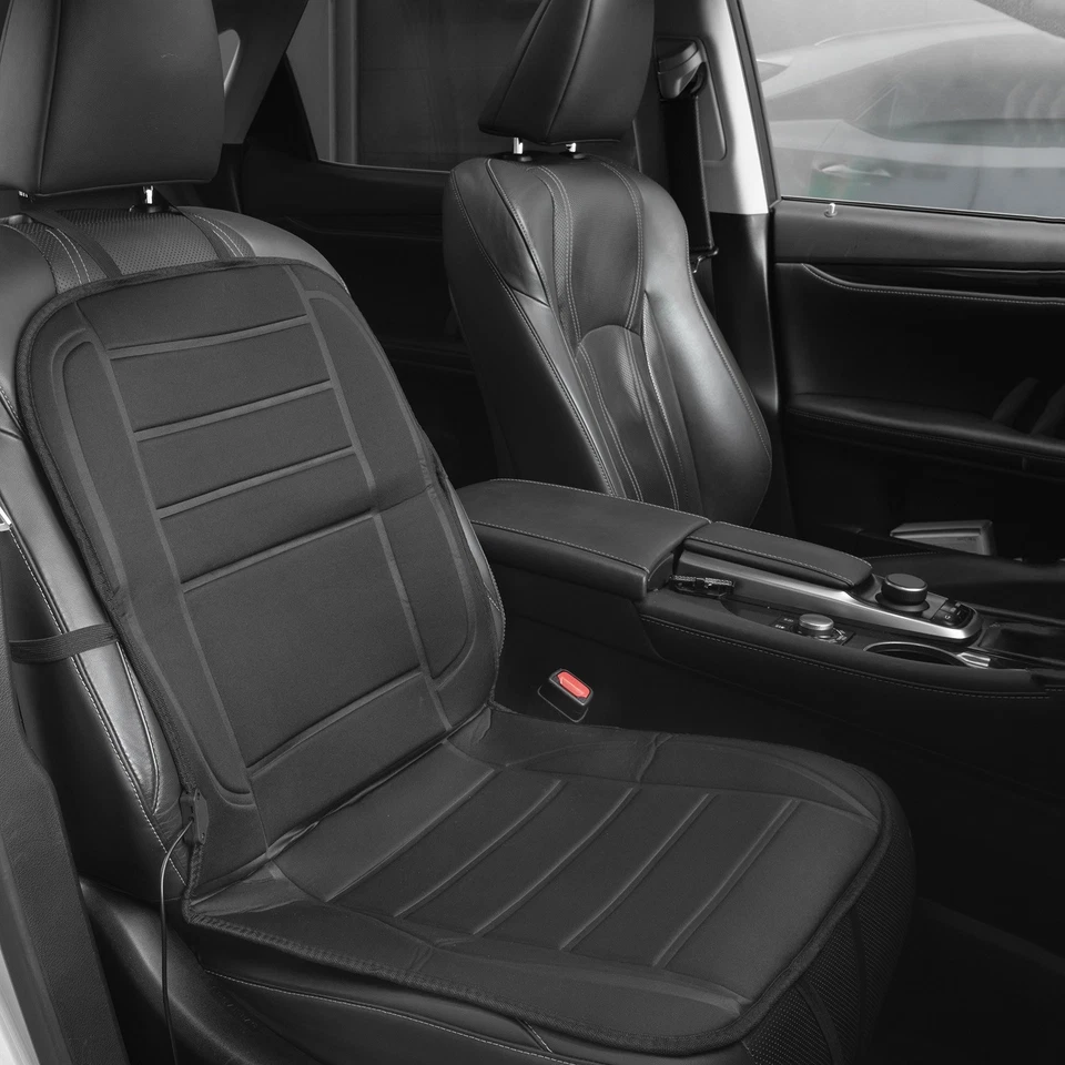 Capa de assento frontal aquecida para carro 12V almofada aquecedor almofada preta - Imagem 1 de 4