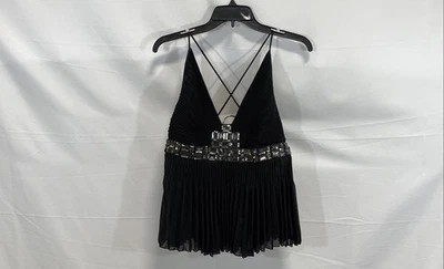 Blusa sin mangas JustCavalli de Roberto Cavalli para mujer negra con cuentas talla 42 Foto 1 de 4
