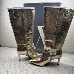 WORTHINGTON ANGENEHME GOLDFOLIE STILETTO KNIEHOHE STIEFEL - NEU MIT ETIKETT - GRÖSSE 11 M - Bild 1 von 8