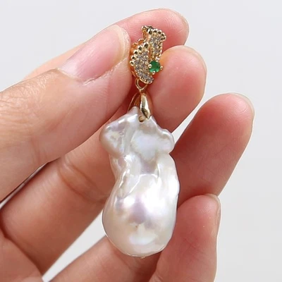 32 mm South Sea Keshi White Pearl Necklace Pendant 18 inch Luxury Flawless - Изображение 1 из 4