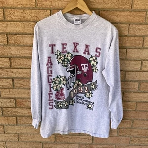 Texas A&M Aggies 1992 Mobil Cotton Bowl Classic football long sleeve t-shirt vtg - Picture 1 of 11