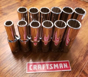 CRAFTSMAN 12 pc Deep 1/2 SAE METRIC MM 12pt ratchet wrench socket set - Picture 1 of 1