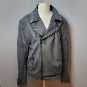 Men's ASOS NEW Faux Suede Moto Jacket in Slate Gray Size XXL - Picture 1 of 13