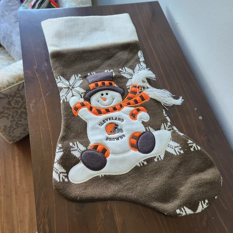 Cleveland Browns Snowman Christmas Stocking For Fireplace Xmas Frosty Football Cover