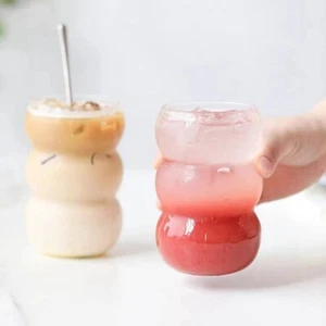 550ML Ribbed Glass Cup Wine Beer Tea Water Drink Cup Cocktail Coffee Mug Party - Picture 1 of 9