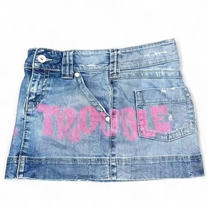 Y2k Low-Rise Reworked Denim Skirt - size 2 - Picture 1 of 5