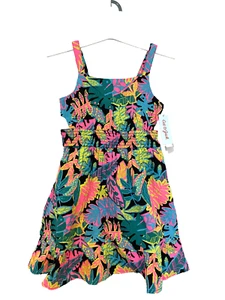 Cat & Jane M 8 girls dress beach sun Medium Colorful Sleeveless Tropical Vacay - Picture 1 of 6