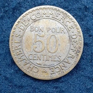 1925 France 50 Centimes Commerce Industrie Third Republic Mercury 18mm coin - Picture 1 of 10
