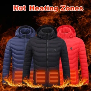 Men Heated Puffer Jacket Electric Heating Coat Insulated Hood Windbreaker 9Heat  - Picture 1 of 11