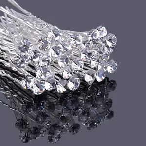 20pcs crystal diamante 8mm bridal hair pins clips accessories hairpins wedding - Picture 1 of 1