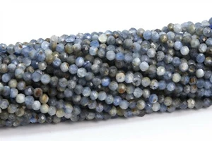 "Cuentas de cianita natural genuina de 2-3 mm grado AB cuentas redondas sueltas facetadas de 15" - Imagen 1 de 3
