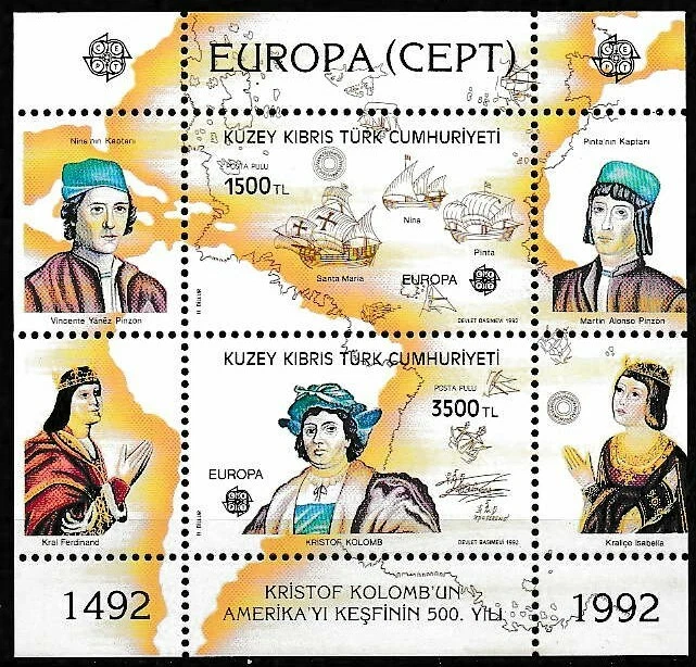 Norte de Chipre 1992 Europa Columbus SC# 326 MS MNH como nuevo/nunca montado Foto 1 de 1