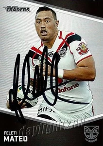 Signed 2014 NEW ZEALAND WARRIORS NRL Card FELETI MATEO - Picture 1 of 1