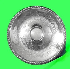12" silberfarbenes Tablett Herzstück mit einer flachen Mitte zur Unterstützung einer Vase - Bild 1 von 3