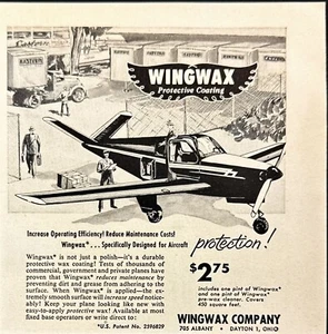 1955 Wingwax Protective Aircraft Coating Co Dayton OH Vintage Print Ad - Picture 1 of 6