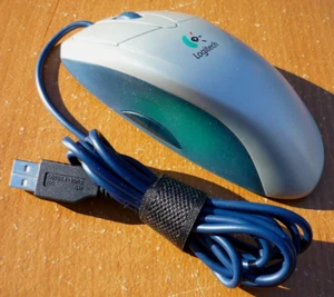 Vintage Logitech MouseMan Wheel Mouse M-BD53 830417-0000 - Silver + Blue Custom - Picture 1 of 7