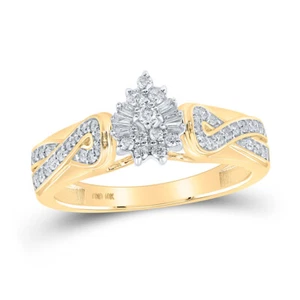 10kt Yellow Gold Womens Round Diamond Tear Cluster Ring 1/4 Cttw - Picture 1 of 1