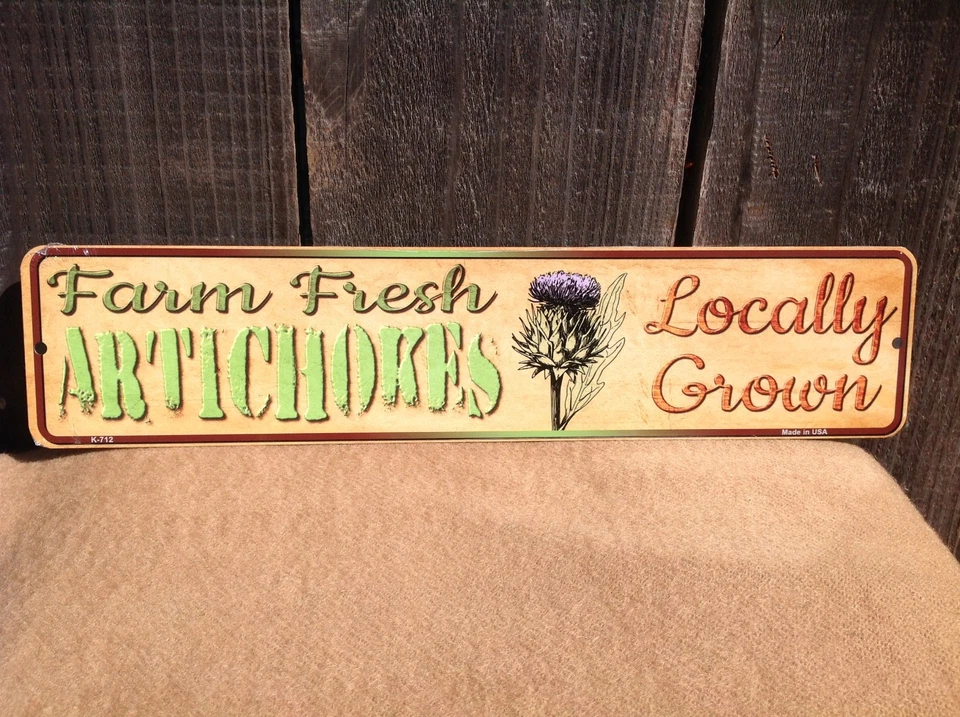Farm Fresh Artichokes Locally Grown Mini Street Market Sign Metal 18" x 4" - Image 1 of 1