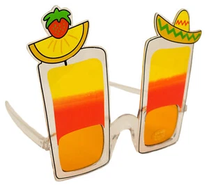 Luau Tropical Sunrise Drink Shades Halloween Plastic Novelty Sunglasses, For ... - Picture 1 of 3