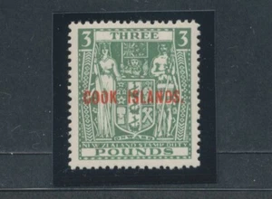 1936-44 COOK ISLANDS, Stanley Gibbons n. 123b - £3 GREEN - Cook Islands Overpri - Picture 1 of 2